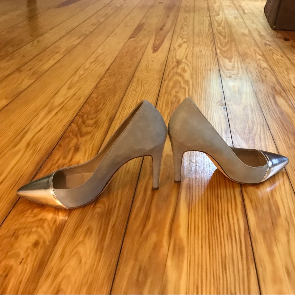 J Crew silver cap toe heels in grey - Picture 4 of 4
